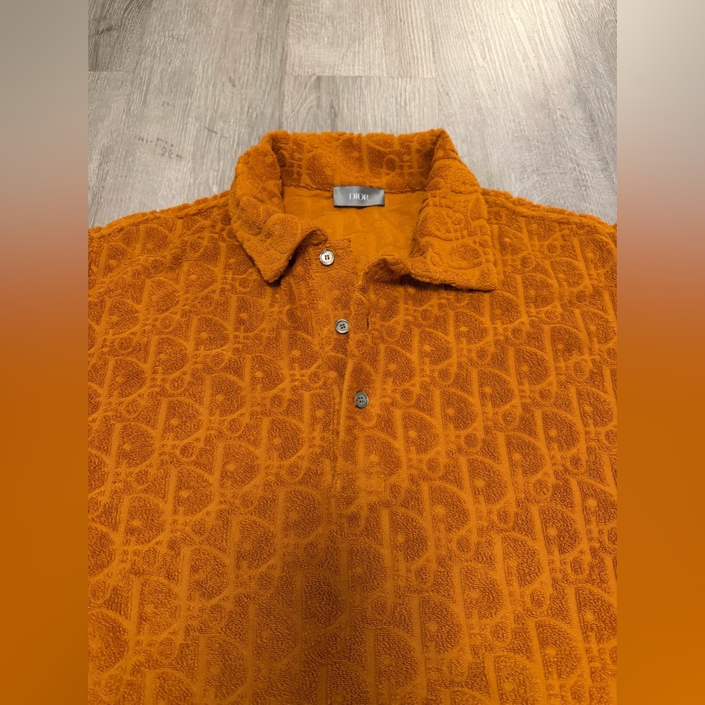 Dior Men’s Oblique Terry Cloth Polo Shirt Sz XS - Picture 2 of 11